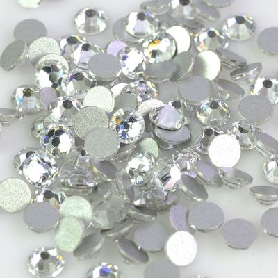Fausses pierres de Hotfix de forme ronde non, 14 fausses pierres de cristal de dos plat de facettes