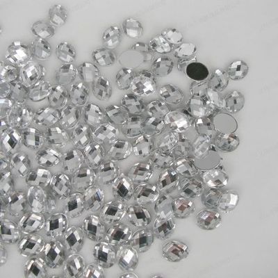 La fausse pierre argentée lâche personnalisée de dos plat perle 14 facettes extrêmement brillantes